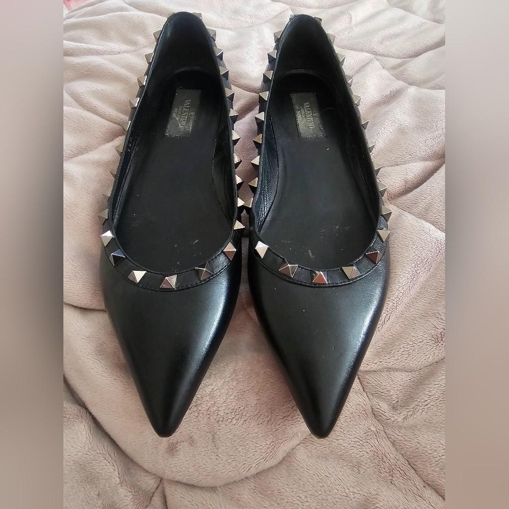 Valentino Black Rockstud Flats